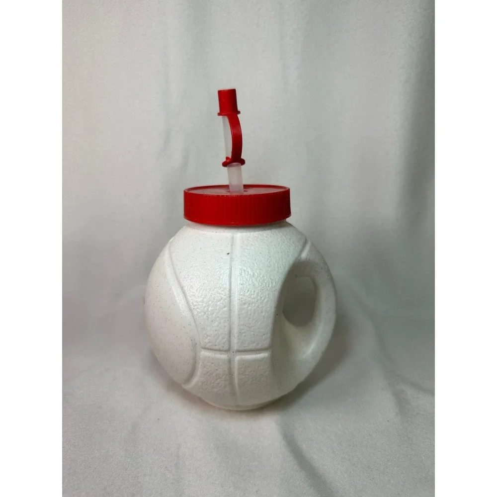 Vintage Pizza Hut Basketball Souvenir Cup White‎ Plastic Water Bottle Straw Lid